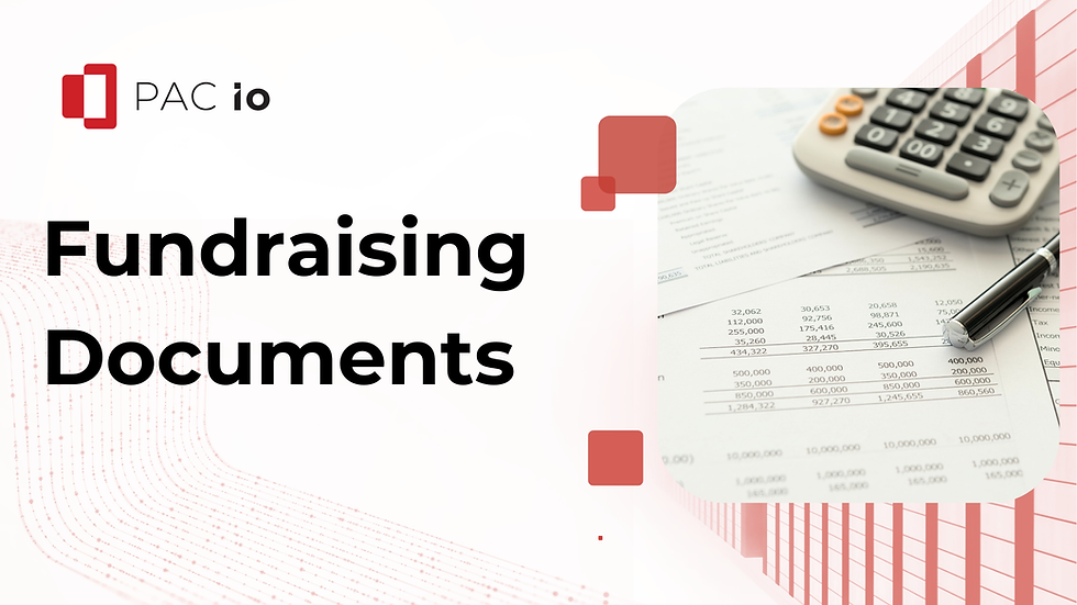 Fundraising Documents in PAC io: Quickly generate reports, eliminate having to do exports, mail merges, and other shenanigans. Get it fast and get it right.