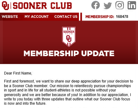 Sooner Club Email