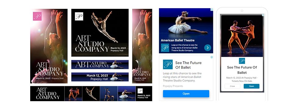 Banner ad examples in different sized for ballet