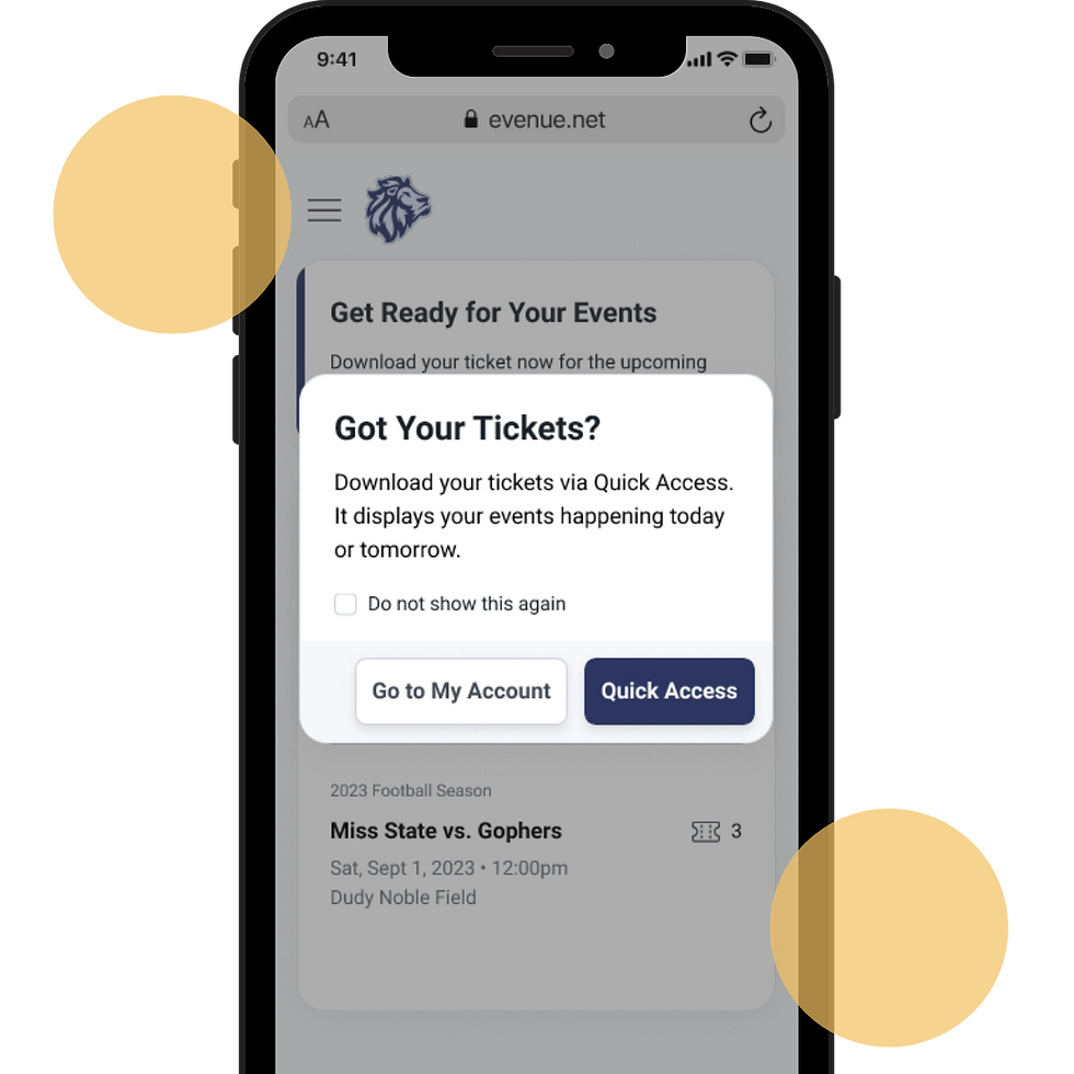 An image of a pop up window on a mobile phone asking "Got Your Tickets?"