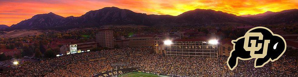 Header banner with an image of the CU football stadium and Buffalo CU logo